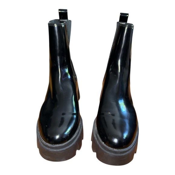 Open Edit Black Patent Leather Chelsea Lug Boot size 7.5 - Picture 3 of 6